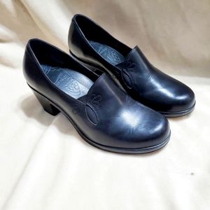 Dansko Black Clogs Leather Heeled Comfort Shoe 10